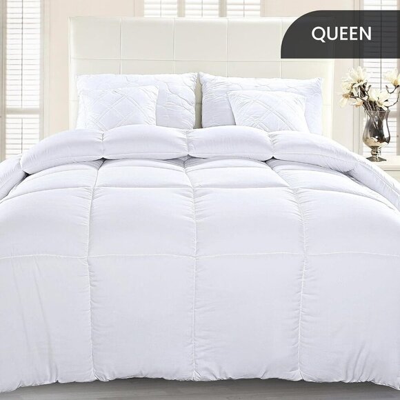 Bedding Comforter Duvet Insert Quilted Comforter with Corner Tabs Queen White - Picture 3 of 3